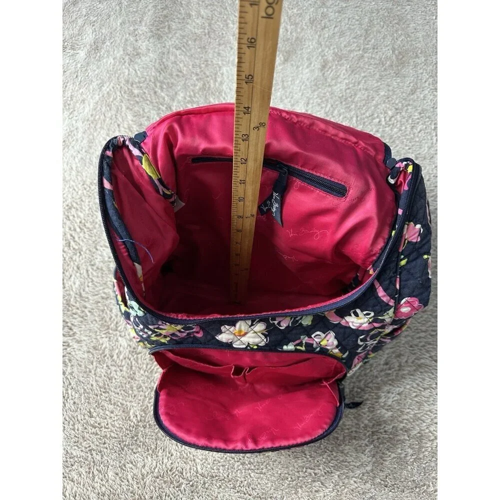 Vera Bradley Navy Blue and Multicolored Floral Quilted Stitch Backpack